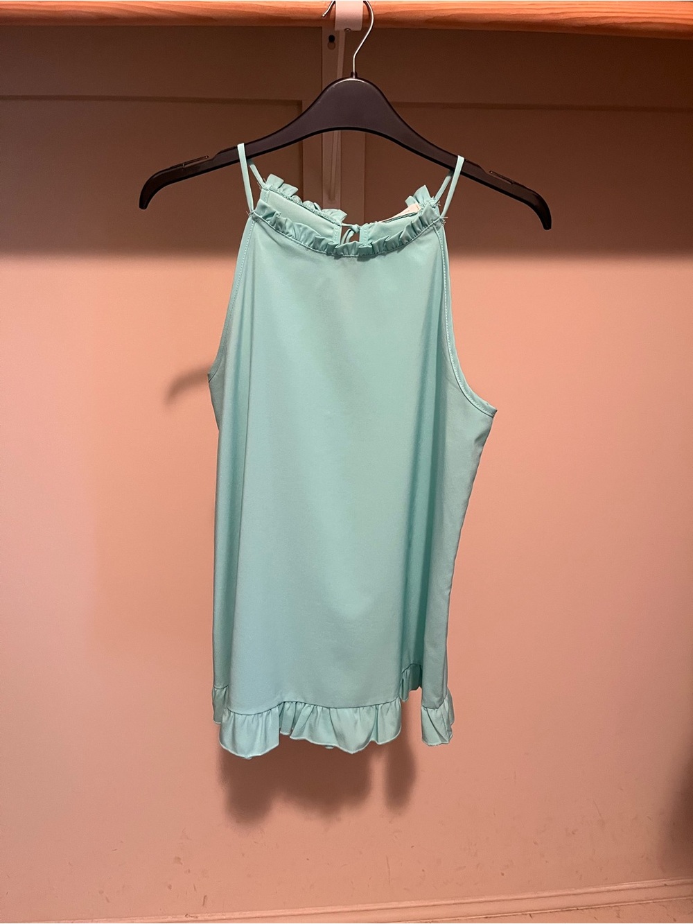 12 Pm By Mon Ami Light Aqua Ruffle-Trim Camisole
